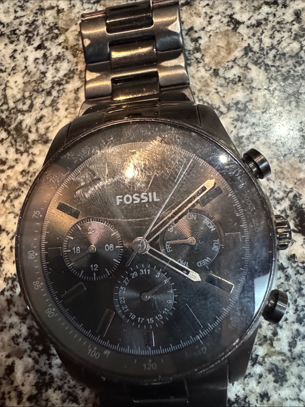 Fossil Men's Black Stainless Steel Chronograph Watch